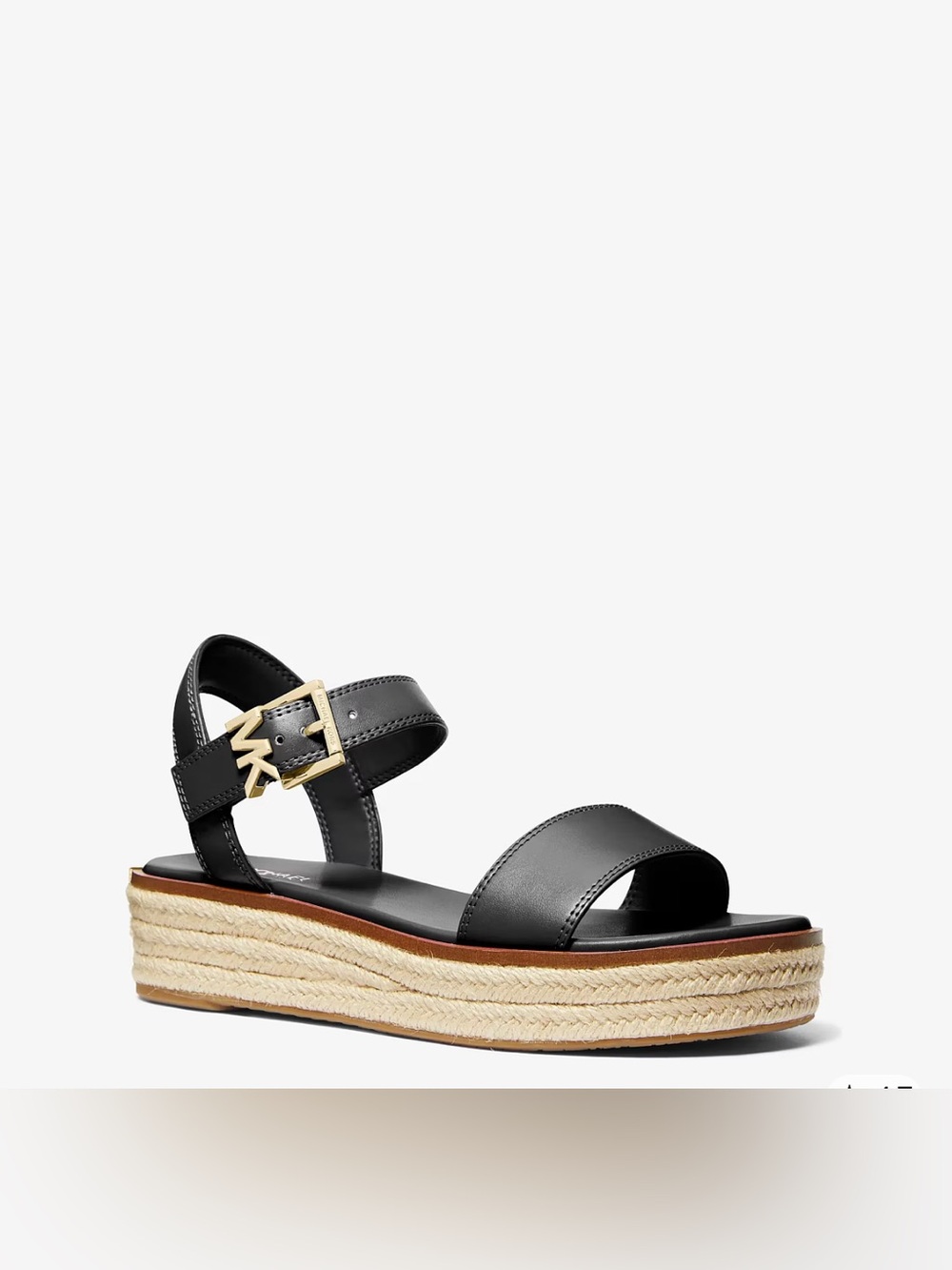 NEW Michael Kors Black Leather Espadrille Platform Sandal